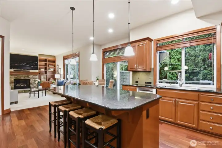 Kitchen with eating overhang