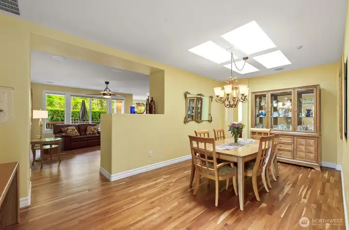 Over-sized formal dining room is ready for your large Family gatherings.