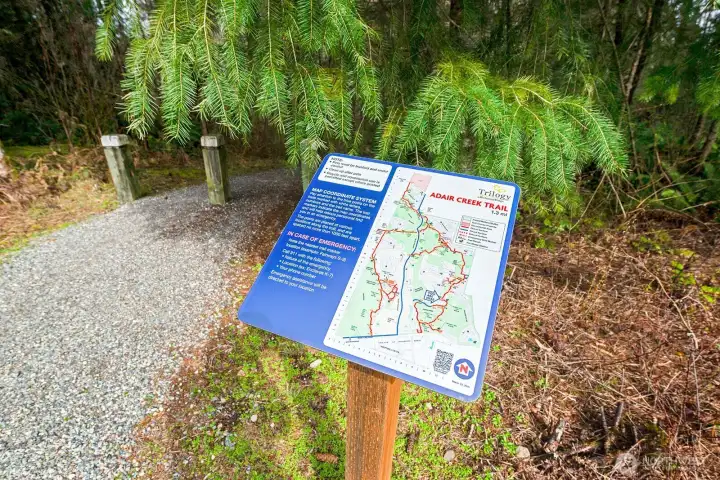 Located directly across the Street is a trailhead for the Adair Creek Trail.