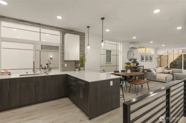 Comfortable seating for four at the Quartz countertops