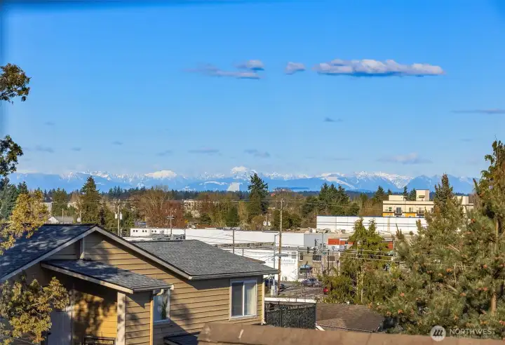 Territorial glimpses of the Cascade Mountains from primary bedroom and loft.