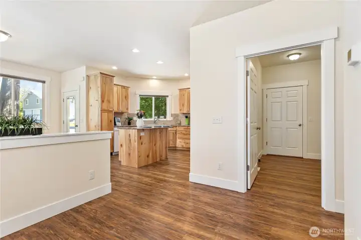 Door leads into laundry room