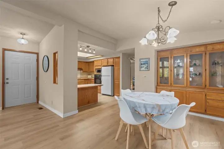 kitchen with accessible eating area