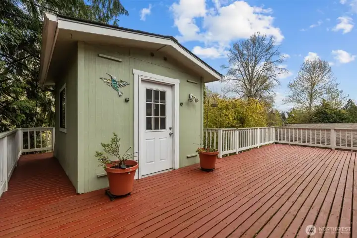 heated storage shed; perfect for hobbyist or shop. 2nd shed underneath