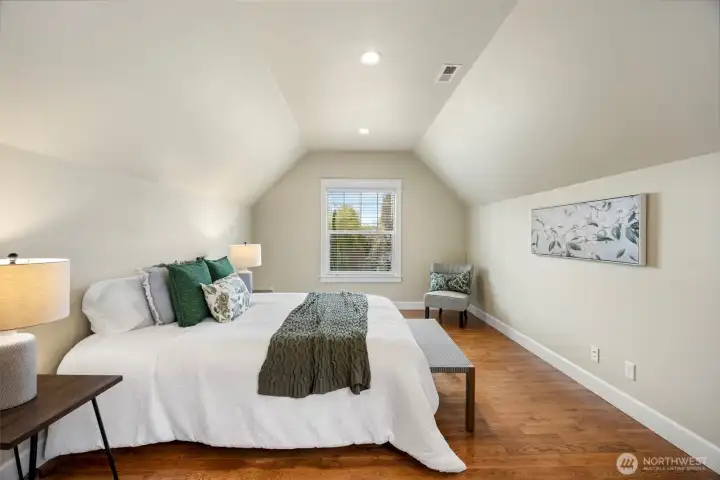 Upstairs 3rd bedroom with two walk in closets and views of  Dyes Inlet and Olympics Mts.