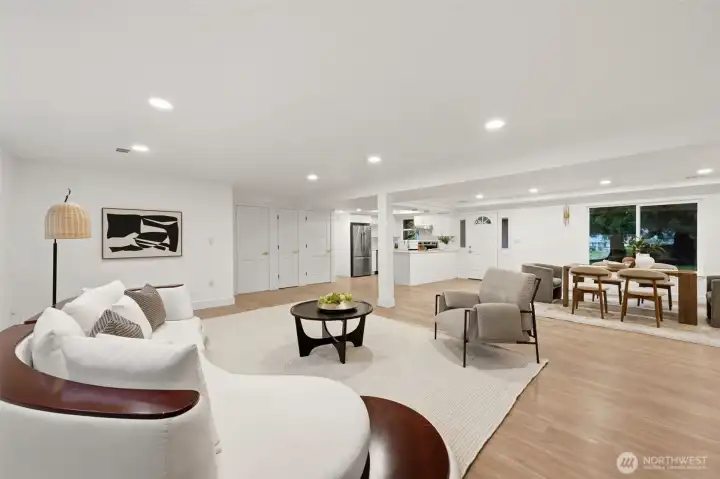 Huge open space downstairs featuring 2nd kitchen, dining area, and 2nd living room