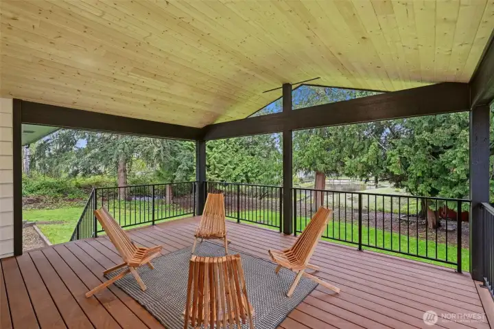 Brand new deck and metal railing