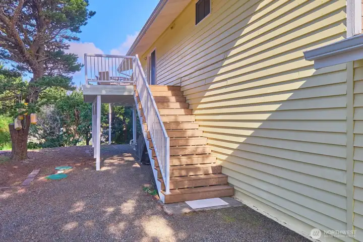 South stairs down to the yard