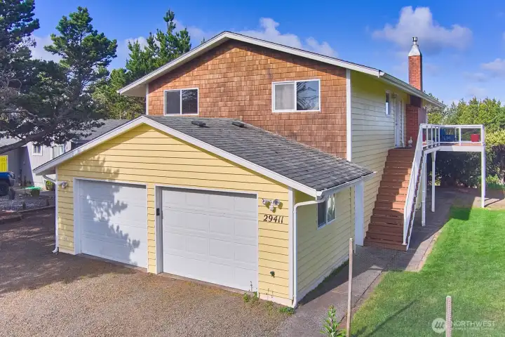 North side of house showing stairs to front door