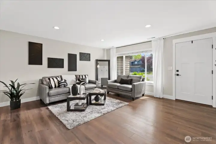 Enter into the spacious living room.