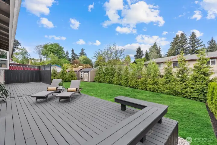 600sf deck is reinforced on the western side and has a privacy fence - ready to support your incoming hot tub!