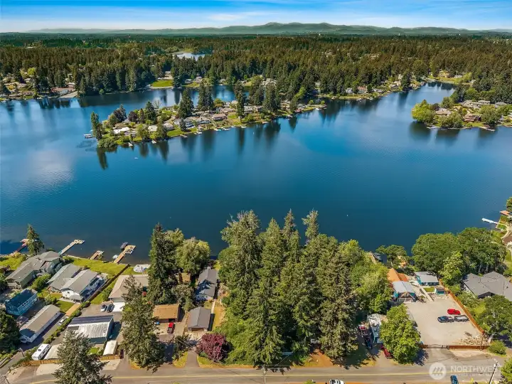 This angle shows how very rare a vacant lot is on the long lake waterfront.   Start dreaming and planning your for next home.