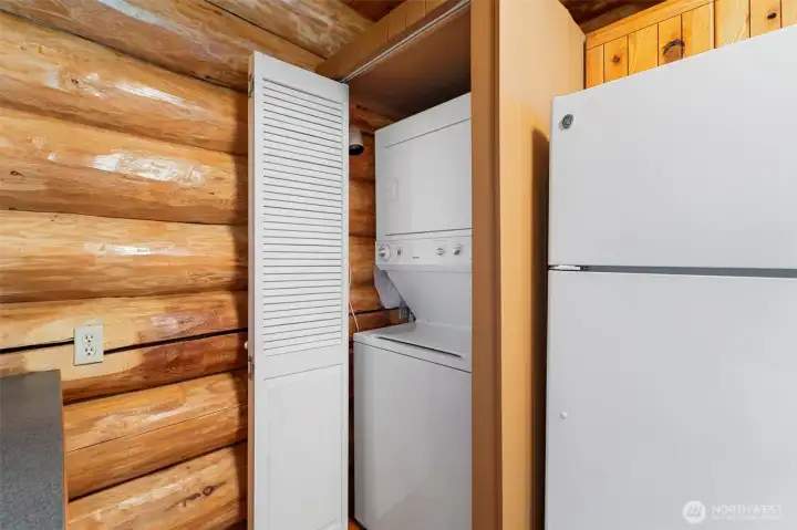 Laundry area tucked away.