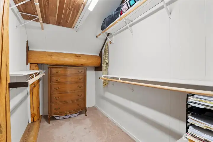 Large walk-in closet off of the bedroom.
