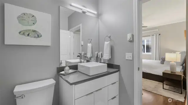 Primary bathroom tastefully remodeled