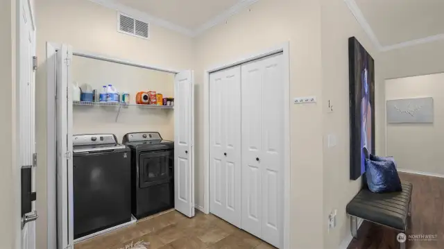 In unit laundry. Washer/Dryer included. Plenty of storage space