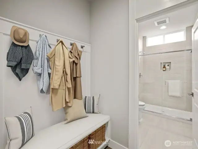 Lower bathroom entry