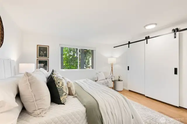 Extra spacious closet with designer hardware