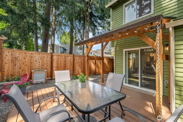 Cover makes a perfect place for barbecue grill set up.