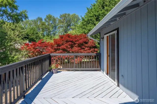 Step out to this large deck from the kitchen