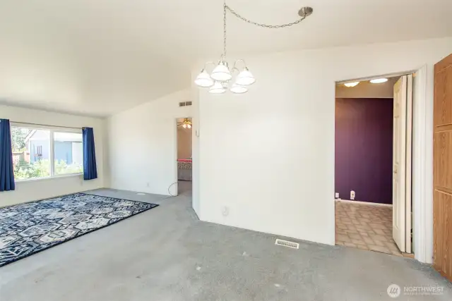 Dining/living space off kitchen