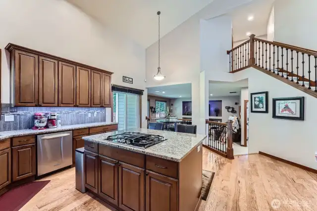 Vaulted ceilings and upgraded large island