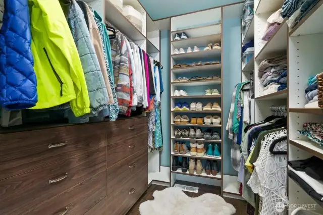 One of two closets in the primary suite.