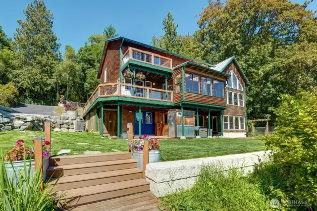 View of the home from the private dock.