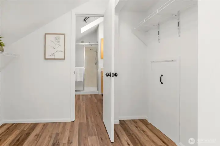 Primary bath through secondary closets.