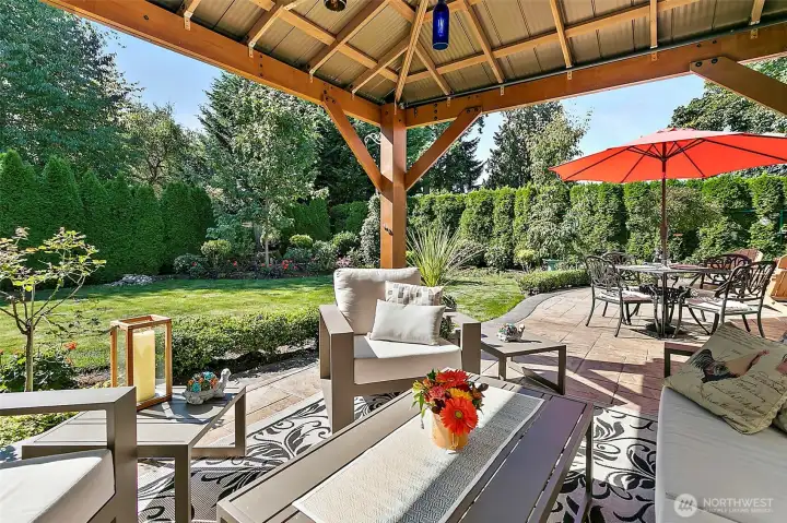 Sitting area under the gazebo