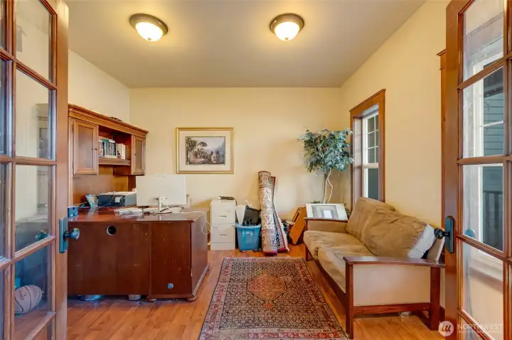 This private office space could double as a second living area/den or playroom!
