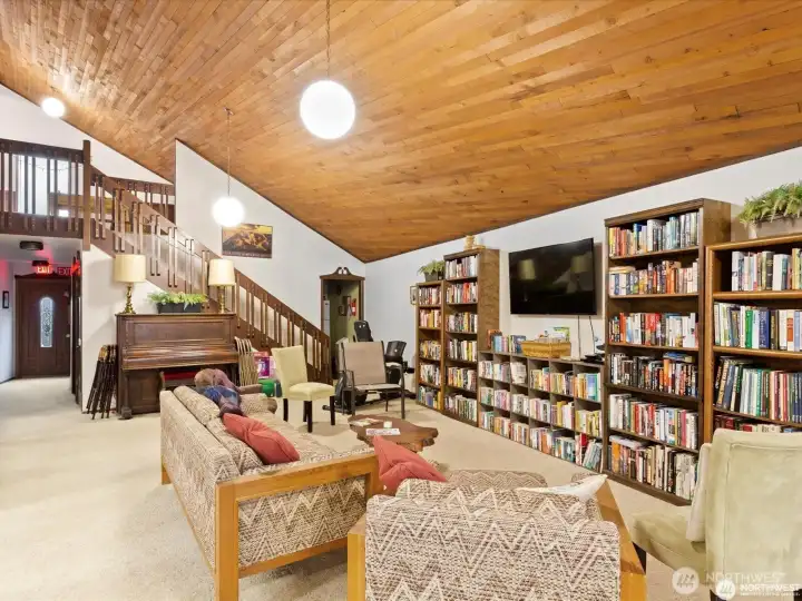 Club house has a library area and a big screen TV so all can watch sports etc.