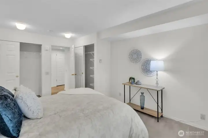 Bedroom boasts 2 closets and recessed space for dressers, etc.