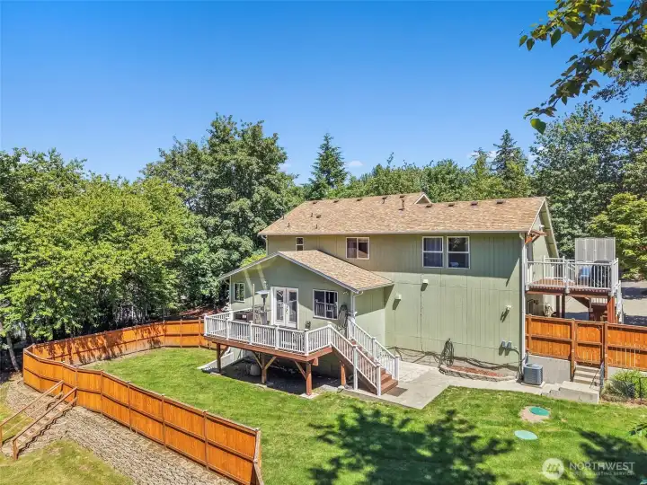 Fully fenced backyard.