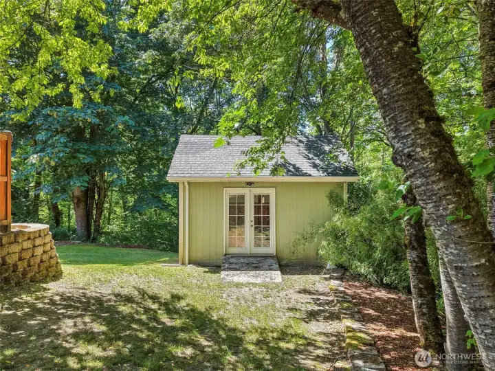 Outbuilding for storage or future office space.