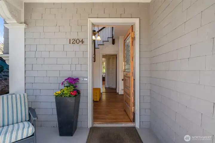 Comfortable front porch welcomes you home