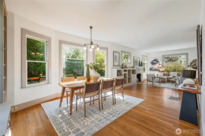 Vast dining & living room with circular floorplan throughout the first floor, offer endless entertaining possibities