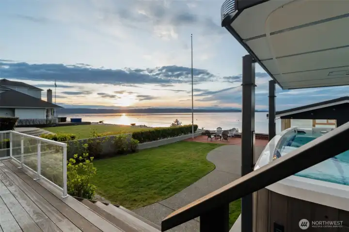 Swim spa integrated into deck space