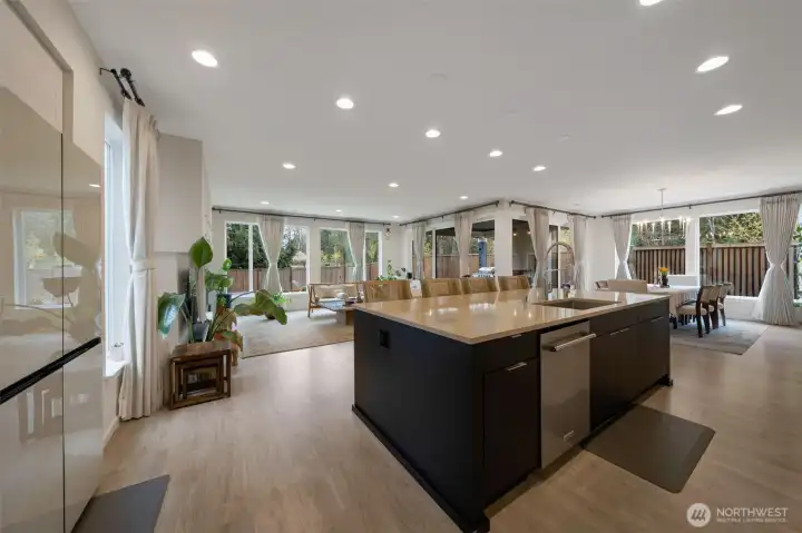 Open concept kitchen, for everyday living ease and entertaining large group of friends