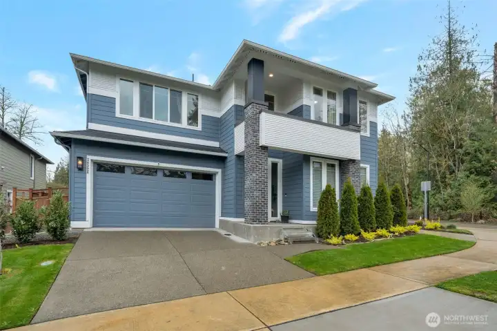 2 car attached garage and driveway