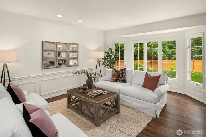 Front living room with bay windows Front living room with bay windows