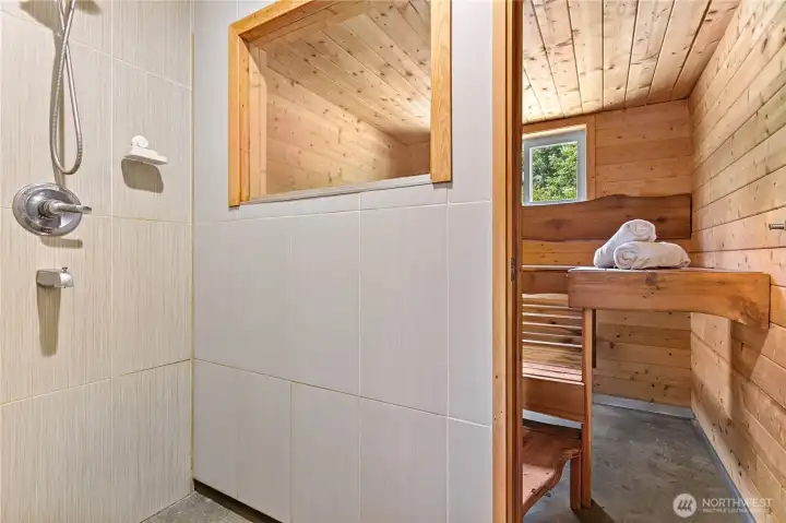 Sauna area w/ shower