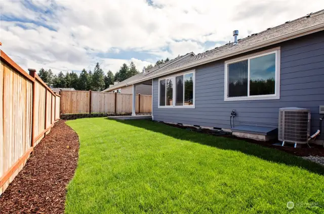 fully fenced backyards and heatpumps are standard!