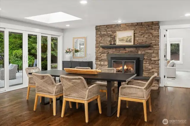 Large dining space great for gatherings and conversations.