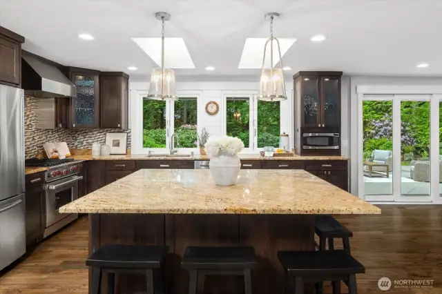 The coveted Chef's Kitchen with a large kitchen island. Great for gatherings and entertaining!