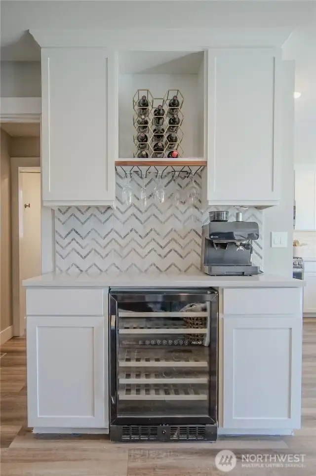 Wet bar and wine fridge