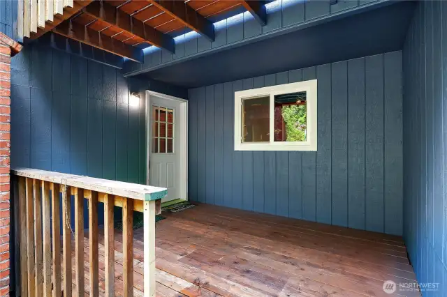 Covered deck - window is the kitchen.