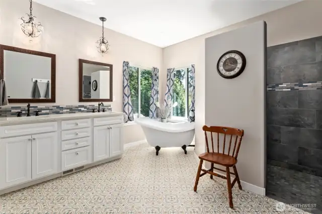 Luxurious primary bathroom