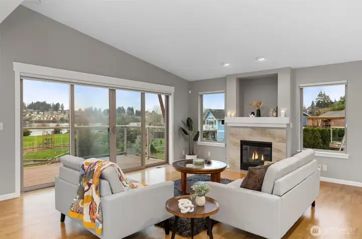 Living area with gas fireplace
