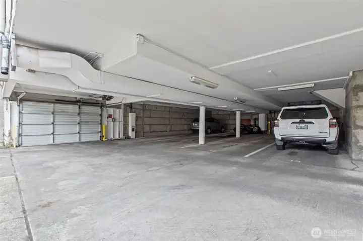2 covered car parking spots in secured garage.